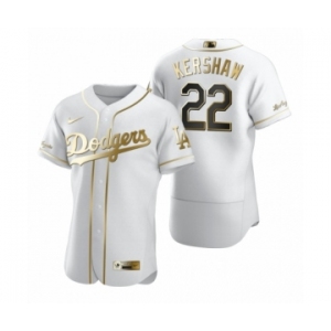 Men's Los Angeles Dodgers #22 Clayton Kershaw Nike White Authentic Golden Edition Jersey