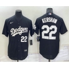 Men's Los Angeles Dodgers #22 Clayton Kershaw Number Black Turn Back The Clock Stitched Cool Base Jersey