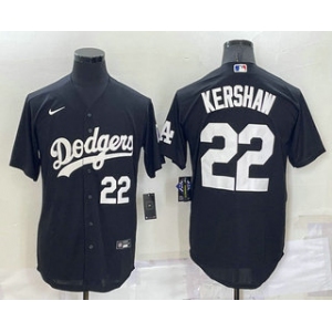 Men's Los Angeles Dodgers #22 Clayton Kershaw Number Black Turn Back The Clock Stitched Cool Base Jersey