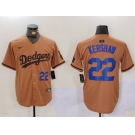 Men's Los Angeles Dodgers #22 Clayton Kershaw Number Olive Cool Base Limited Stitched Jerseys