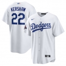 Men's Los Angeles Dodgers #22 Clayton Kershaw White 2024 World Series Champions Home Stitched Baseball Jersey