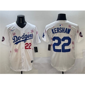 Men's Los Angeles Dodgers #22 Clayton Kershaw White 2025 Tokyo Series Limited Stitched Baseball Jersey