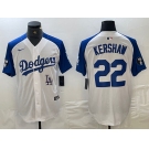 Men's Los Angeles Dodgers #22 Clayton Kershaw White Blue Fashion Stitched Cool Base Limited Jerseys