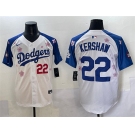 Men's Los Angeles Dodgers #22 Clayton Kershaw White Royal 2025 Tokyo Series Limited Stitched Baseball Jersey