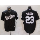 Men's Los Angeles Dodgers #23 Kirk Gibson Black Cool Base Stitched Baseball Jersey