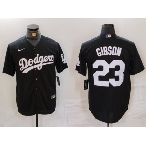 Men's Los Angeles Dodgers #23 Kirk Gibson Black Cool Base Stitched Baseball Jersey