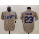 Men's Los Angeles Dodgers #23 Kirk Gibson Grey Cool Base Stitched Jersey