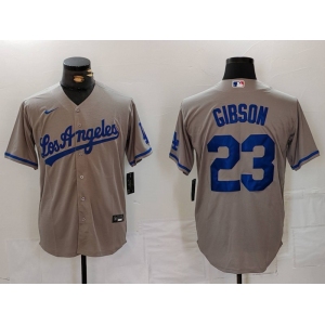 Men's Los Angeles Dodgers #23 Kirk Gibson Grey With los Cool Base Stitched Jersey