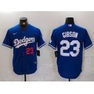 Men's Los Angeles Dodgers #23 Kirk Gibson Number Blue Cool Base Stitched Jersey