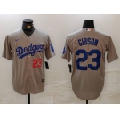 Men's Los Angeles Dodgers #23 Kirk Gibson Number Grey Cool Base Stitched Jersey