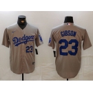 Men's Los Angeles Dodgers #23 Kirk Gibson Number Grey Cool Base Stitched Jerseys