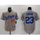 Men's Los Angeles Dodgers #23 Kirk Gibson Number Grey With los Cool Base Stitched Jersey