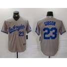 Men's Los Angeles Dodgers #23 Kirk Gibson Number Grey With los Cool Base Stitched Jerseys