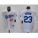 Men's Los Angeles Dodgers #23 Kirk Gibson Number White Cool Base Stitched Jersey