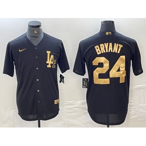 Men's Los Angeles Dodgers #24 Kobe Bryant Black Gold Cool Base Stitched Jersey