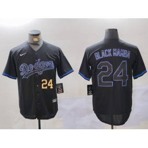 Men's Los Angeles Dodgers #24 Kobe Bryant Black Mamba Lights Out Black Fashion Stitched Cool Base Jersey