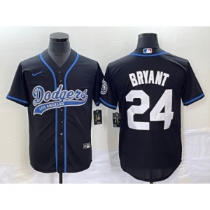Men's Los Angeles Dodgers #24 Kobe Bryant Black With Patch Cool Base Stitched Baseball Jersey