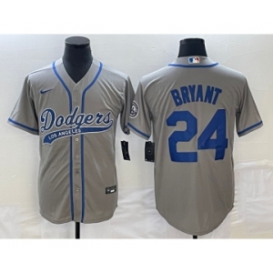 Men's Los Angeles Dodgers #24 Kobe Bryant Grey With Patch Cool Base Stitched Baseball Jersey1