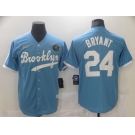 Men's Los Angeles Dodgers #24 Kobe Bryant Light Blue Throwback With KB Patch Cool Base Stitched Baseball Jerse