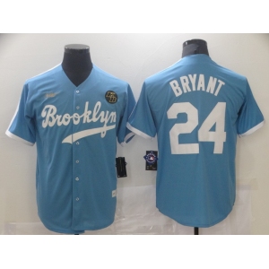 Men's Los Angeles Dodgers #24 Kobe Bryant Light Blue Throwback With KB Patch Cool Base Stitched Baseball Jerse