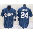 Men's Los Angeles Dodgers #24 Kobe Bryant Navy Blue Pinstripe Stitched MLB Cool Base Nike Jersey