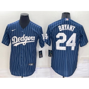 Men's Los Angeles Dodgers #24 Kobe Bryant Navy Blue Pinstripe Stitched MLB Cool Base Nike Jersey