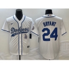 Men's Los Angeles Dodgers #24 Kobe Bryant White With Patch Cool Base Stitched Baseball Jersey1