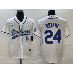 Men's Los Angeles Dodgers #24 Kobe Bryant White With Patch Cool Base Stitched Baseball Jersey1