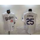 Men's Los Angeles Dodgers #25 Tommy Edman White Gold Home Limited Stitched Baseball Jersey