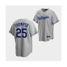 Men's Los Angeles Dodgers #25 Trayce Thompson Gray Cool Base Stitched Baseball Jersey