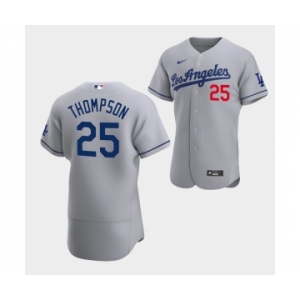 Men's Los Angeles Dodgers #25 Trayce Thompson Gray Flex Base Stitched Jersey