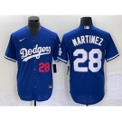 Men's Los Angeles Dodgers #28 JD Martinez Number Blue Stitched Cool Base Nike Jersey