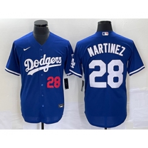 Men's Los Angeles Dodgers #28 JD Martinez Number Blue Stitched Cool Base Nike Jersey