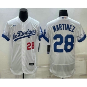 Men's Los Angeles Dodgers #28 JD Martinez Number White 2022 City Connect Flex Base Stitched Jersey