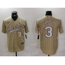 Men's Los Angeles Dodgers #3 Chris Taylor Cream Pinstripe Stitched Cool Base Nike Jerseys