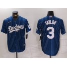 Men's Los Angeles Dodgers #3 Chris Taylor Navy Pinstripe Stitched Cool Base Nike Jersey