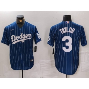 Men's Los Angeles Dodgers #3 Chris Taylor Navy Pinstripe Stitched Cool Base Nike Jersey