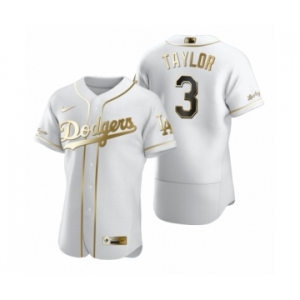 Men's Los Angeles Dodgers #3 Chris Taylor Nike White Authentic Golden Edition Jersey