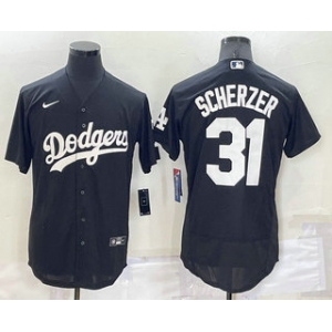 Men's Los Angeles Dodgers #31 Max Scherzer Black Turn Back The Clock Stitched Cool Base Jersey
