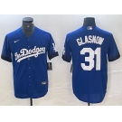 Men's Los Angeles Dodgers #31 Tyler Glasnow Blue 2021 City Connect Cool Base Stitched Jersey