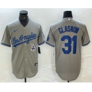 Men's Los Angeles Dodgers #31 Tyler Glasnow Gray Alternate Team Logo Cool Base Jerseys