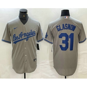 Mens Los Angeles Dodgers #31 Tyler Glasnow Grey Stitched Cool Base Nike Jersey