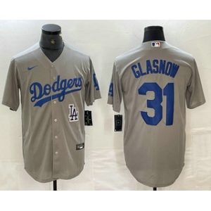 Men's Los Angeles Dodgers #31 Tyler Glasnow Grey Stitched Cool Base Nike Jerseys