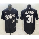 Men's Los Angeles Dodgers #31 Tyler Glasnow Number Black Turn Back The Clock Stitched Cool Base Jerseys