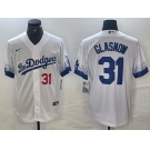 Men's Los Angeles Dodgers #31 Tyler Glasnow Number White 2021 City Connect Cool Base Stitched Jerseys