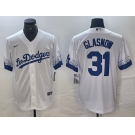 Men's Los Angeles Dodgers #31 Tyler Glasnow White 2021 City Connect Cool Base Stitched Jersey