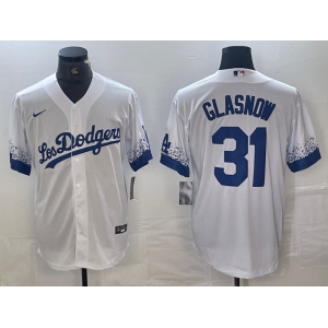 Men's Los Angeles Dodgers #31 Tyler Glasnow White 2021 City Connect Cool Base Stitched Jersey