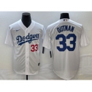 Men's Los Angeles Dodgers #33 James Outman Number White Cool Base Stitched Jersey