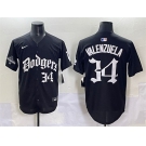 Men's Los Angeles Dodgers #34 Fernando Valenzuela Black 2025 LA Gothic Style With 2024 World Series Champions Patch Vapor Premier Limited Stitched Baseball