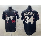 Men's Los Angeles Dodgers #34 Fernando Valenzuela Black 2025 World Series Patch Tokyo Series Limited Stitched Baseball Jersey